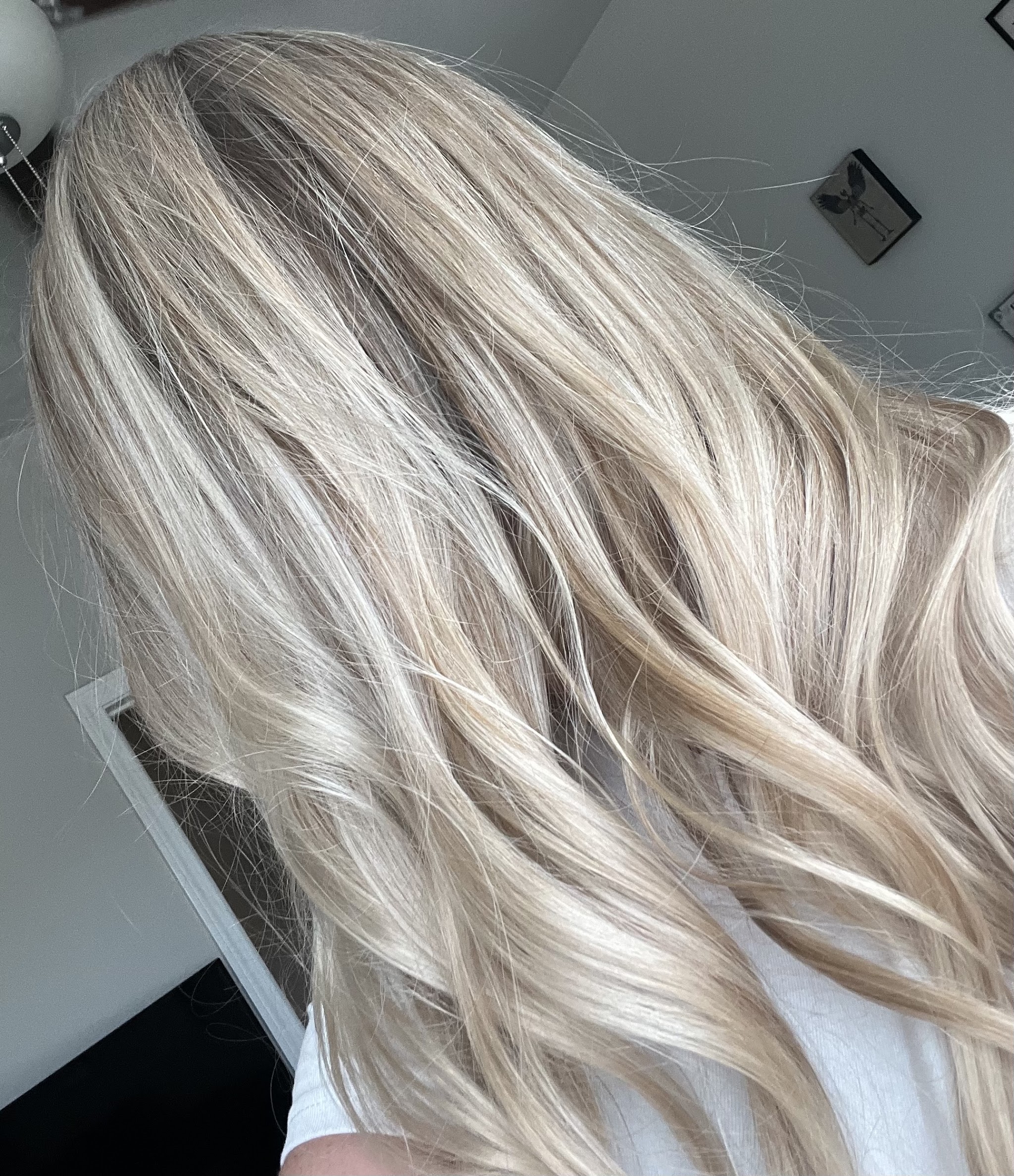 Soft blonde balayage on long hair